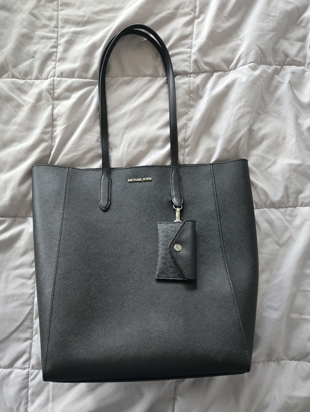 Michael Kors Black Saffiano Large Tote with Logo Tag